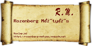 Rozenberg Mátyás névjegykártya